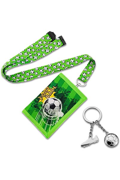 Generic Football Wallet for Kids, Green Sports Themed Wallet Set with Lanyard...
