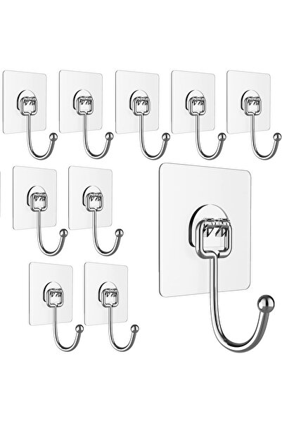 Generic 10 Pack Large Adhesive Hooks for Hanging Heavy-Duty 44Ib(Max), Wall H...