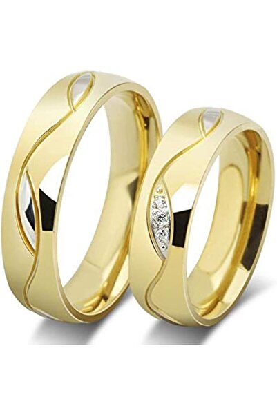 Generic 18K Gold Plated Titanium Steel Fashion Shining Diamond Wedding Gift L...