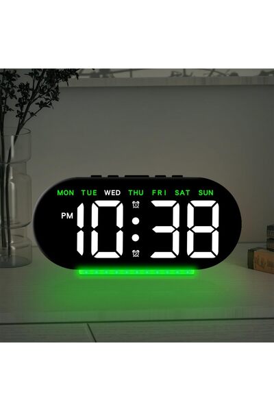 Generic ساعة منبه رقمية 7.8 بوصة، ساعة رقمية LED مع إضاءة محيطة، ساعة رقمية ت...