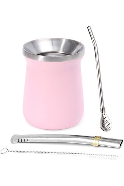 Generic Yerba Mate Tea Cup Set, 8oz Stainless Steel Yerba Mate Gourd Cup with...