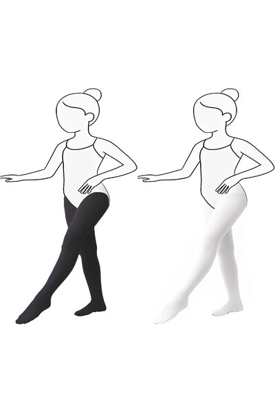 Generic Girls Ballet Dance Tights, 2 Pairs Ultra Soft Footed Pantyhose for To...