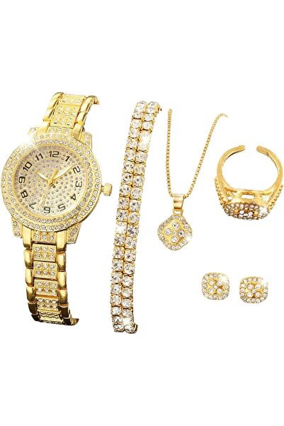 Generic Wrist Watches with Bracelet Set - Luxury Gold Watch Jewelry Set with ...
