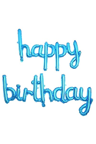 parti sürprizi Happy Birthday Handwritten Blue Color Foil Balloon