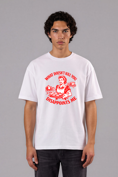 VSRN What Doesnt Tasarım Tricou supradimensionat alb cu imprimeu frontal