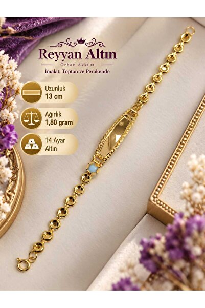 R.K REYYAN KUYUMCULUK 14 Ayar Altın İsimli Bebek Künyesi | Kişiye Özel Bebek ...