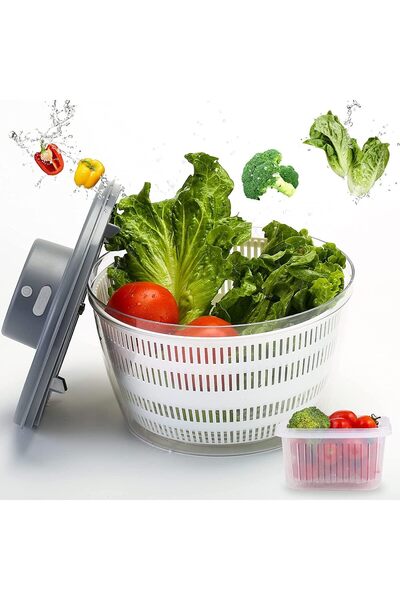 Generic مجفف سلطة كهربائي قابل لإعادة الشحن - سعة 4 لتر خالٍ من مادة BPA لتجف...