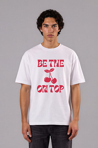 VSRN Tricou supradimensionat alb cu imprimeu frontal Be The 1 Design