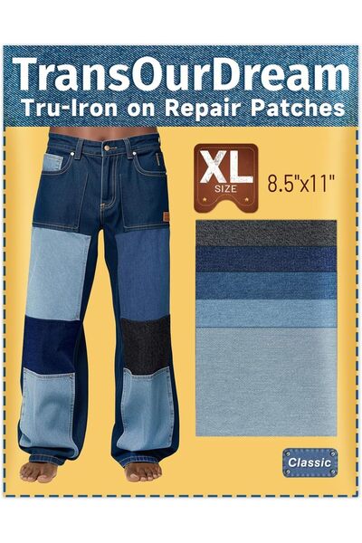 Generic 5Pcs Extra Large Iron on Repair Patches(8.5x11”,5Colors), Denim Repai...