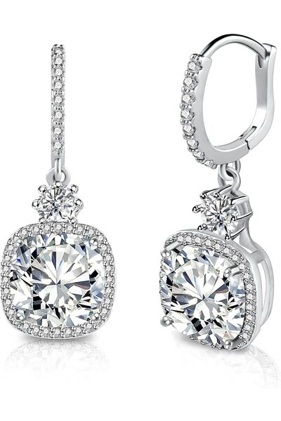 Generic Silver & 14K Gold Plated Zirconia Leverback Dangle Earrings
