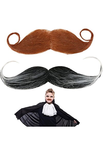 Generic 2 Fake Moustaches, Self-Adhesive Beard Stickers, Novelty Black and Br...