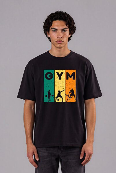 VSRN Μπλουζάκι Gym Colors Design με προεκτυπωμένο μαύρο σχέδιο, oversized