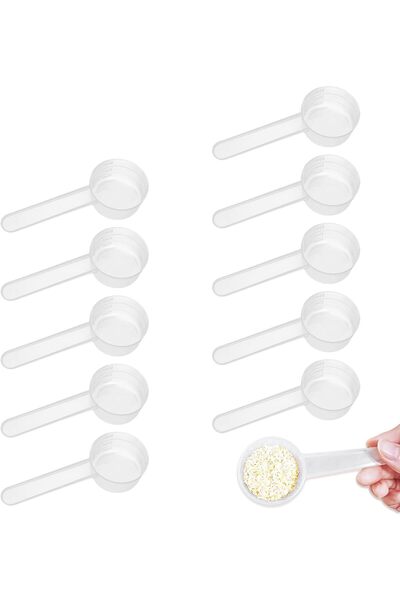 Generic 10 قطع من ملاعق القياس سعة 30 مل، ملاعق قياس بلاستيكية ذات مقبض طويل،...