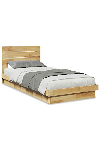 Syfax Cadru pat cu tablie fara saltea 75x190 cm lemn masiv de stejar