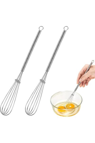 Generic مضرب بيض صغير من الفولاذ المقاوم للصدأ (عبوة من قطعتين)، مضرب سلكي لل...