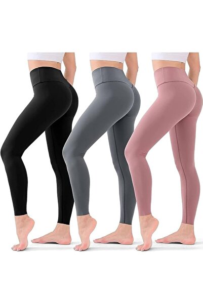 Generic مجموعة من 3 سراويل رياضية نسائية، سراويل يوجا مع خاصية التحكم في منطق...