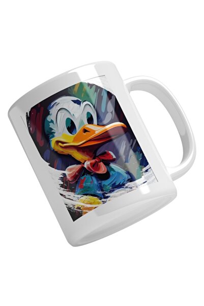 INOVATIX Cana alba personalizata,Portret Donald Duck Cu Funda La Gat,Personaj...