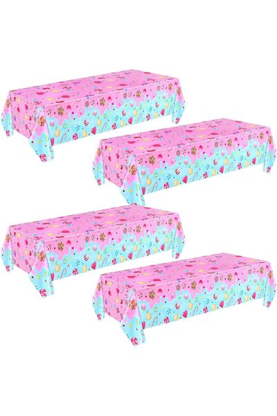 Generic 4 Pieces Candyland Plastic Tablecloths - Colorful Lollipop Party Tabl...