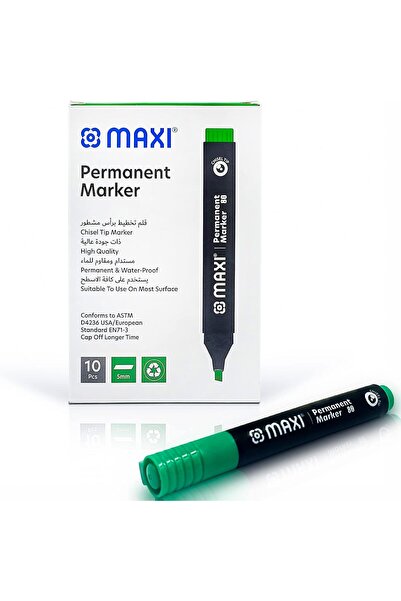 Generic قلم تحديد دائم برأس إزميل 10 قطع أخضر. مناسب للاستخدام على معظم الأسط...