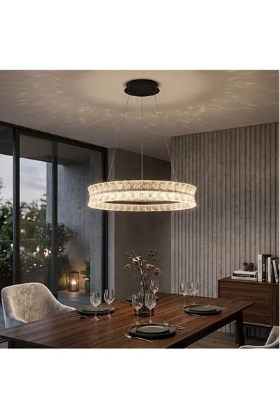 Generic Brand Modern Black Led Chandelier 85W 60cm Ha/F7298/600Bk+3Co