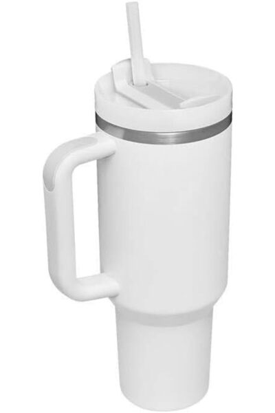 Generic كوب قهوة معزول سعة 40 أونصة - كوب معزول بمقبض وقشة، كوب معزول للسيارة...