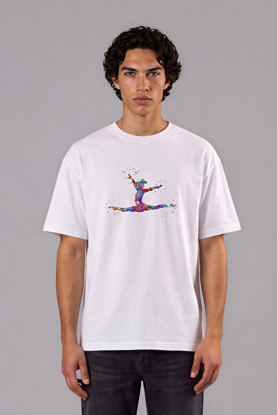VSRN Tricou oversize alb cu imprimeu frontal Ballerina 2 Design