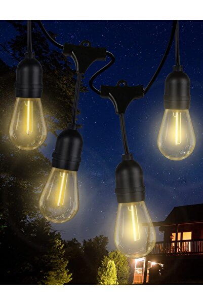 Generic أضواء خارجية 15 متر/15 متر، أضواء LED للفناء 15+1 مصباح إديسون، أضواء...