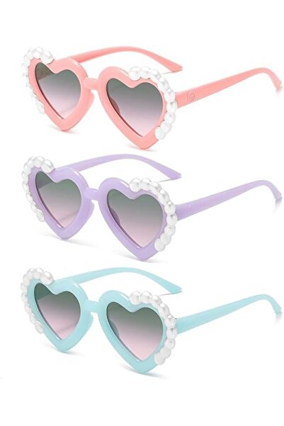 Generic 3 Pcs Colorful Heart Shaped Sunglasses for Kids