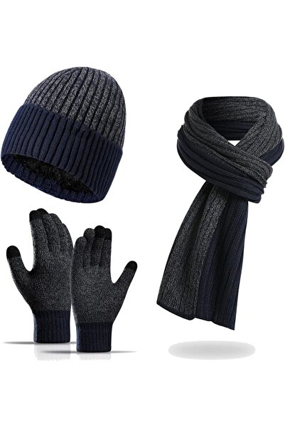Generic Men's and Women's Winter Knit Hat Beanie Long Scarf Touch Screen Glov...