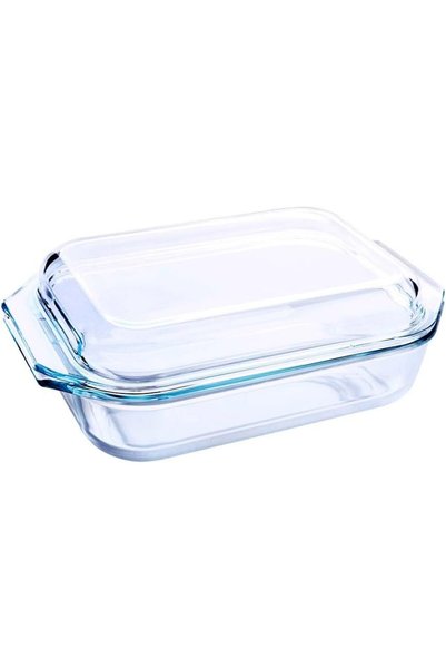 Generic صينية خبز زجاجية سعة 1.35 لتر مع غطاء RF12204 - صينية شواء، وعاء للشو...