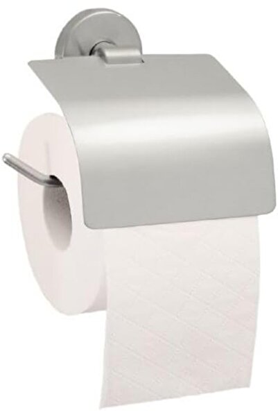 Merida Toilet Paper Roll Holder with Lid, Matte Chrome