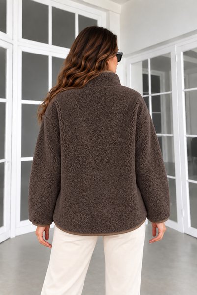 FioriModa Zippered Plush Fleece Jacket