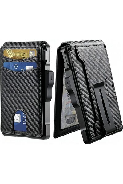 Generic Men’s AirTag Wallet | Pop-Up Aluminum Case Money Clip with RFID Block...