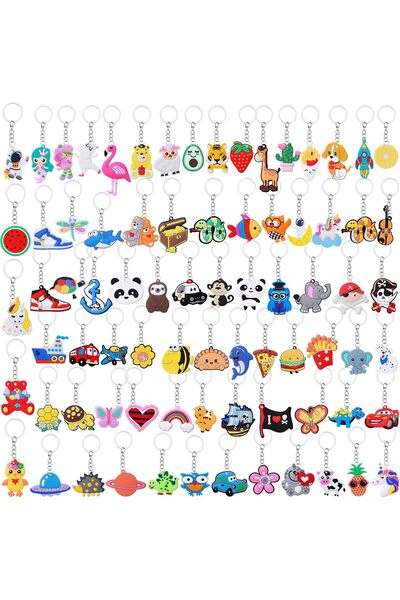 Generic 120PCs Party Favors Cartoon Keychains for Kids, Keychain bulk for bir...
