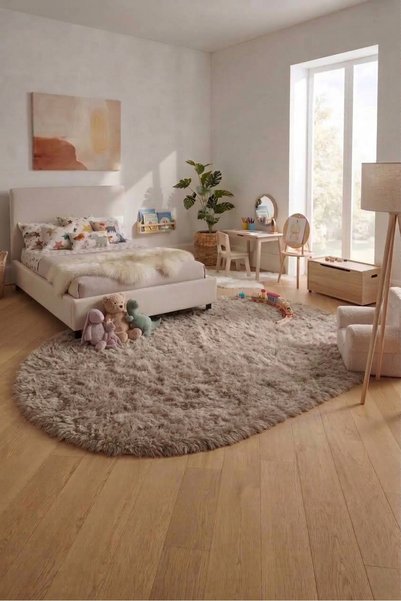 SOFT DECOR Vizon Kaymaz Taban Peluş Oval Kesim Çocuk odası Tozumaz Yumuşak Do...