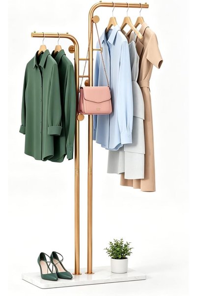 Generic Coat Rack Stand,Metal Coat Rack Freestanding, Double-pole Clothes Hat...