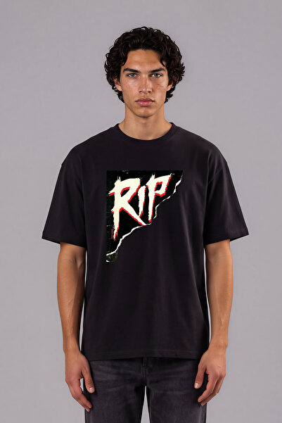 VSRN Graffiti Rip Design Prethodno štampana crna oversize majica