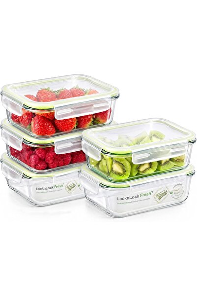Generic Fresh Oven-Safe Glass Rectangular Food Container 5-Piece Set (1040ml)...