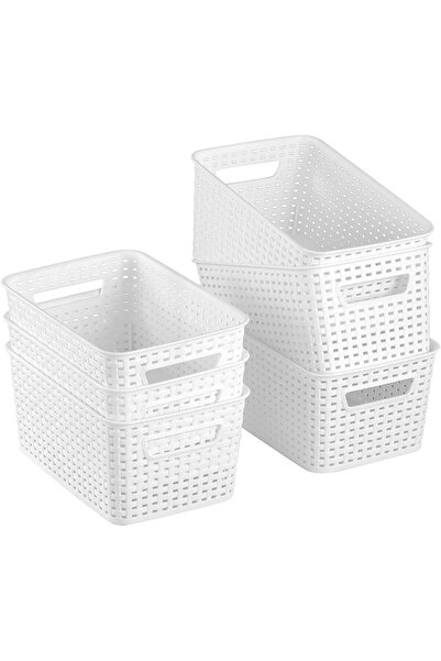 Generic 6Pack Woven Plastic Storage Baskets,Small Pantry Organizer Basket Bin...