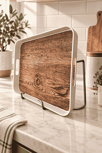 Edora Home Parlak Silver Metal Tepsi Standı Tezgah Üstü Tepsi Düzenleyici ve ...