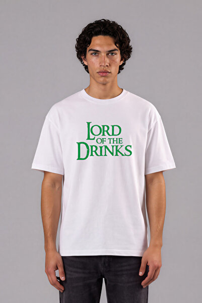 VSRN Tricou oversize alb cu imprimeu frontal Lord Drinks Design