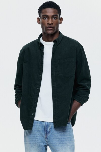 H&M Fitilli Kadife Gömlek Regular Fit