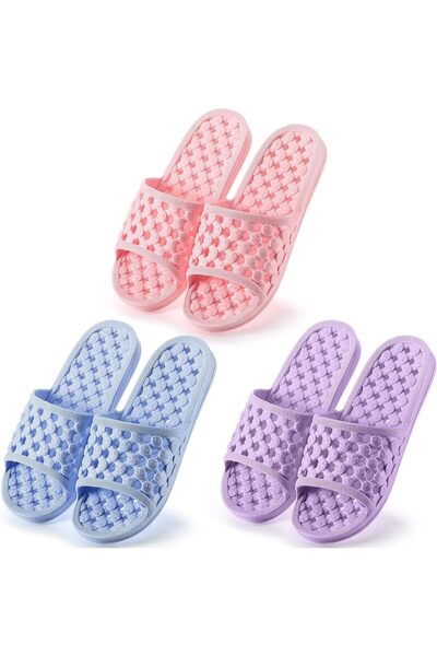 Generic 3 Pairs Quick-Dry Non-Slip Shower Shoes for Women, Drain Hole Sandals...
