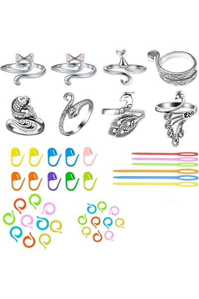 Generic 8 Pcs Crochet Ring with 30 Stitch Markers and 6 pcs Large Eye Plastic...
