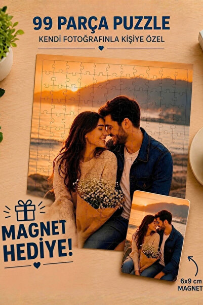 spldizayn Kişiye Özel 99 Parça A4 Boy Puzzle ve Hediye Magnet