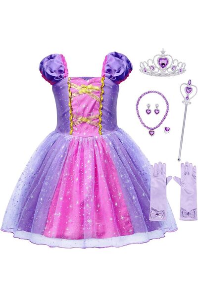 Generic Rapunzel Costume for Girls Princess Halloween Cosplay Birthday Party ...