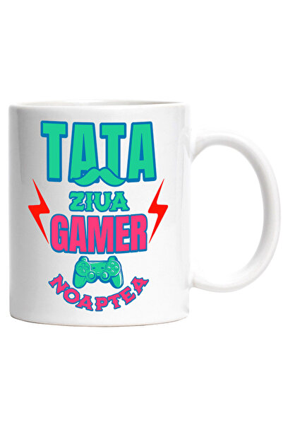 INOVATIX Cana alba personalizata,Maneta De Jocuri Noaptea Gamer tata Ziua Iub...