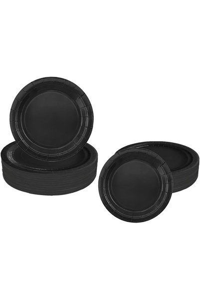 Generic 48-Pack Black Paper Plates, Sturdy, Elegant for Parties, Weddings, Pi...