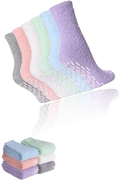Generic Set of 6 Women's Non-Slip Winter Fleece Socks, Soft, Cozy, and Anti-S...