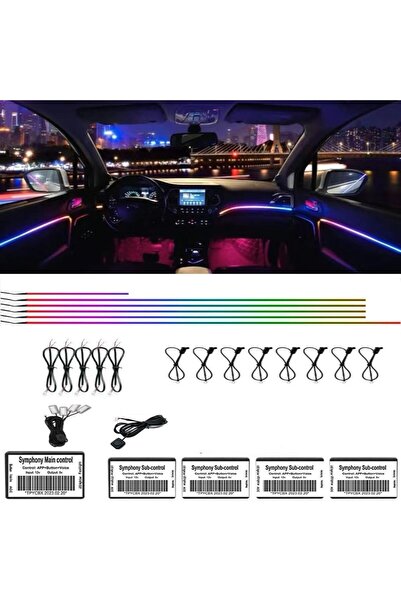 Generic شريط إضاءة LED داخلي للسيارة من الأكريليك مع تحكم عبر التطبيق، ألوان ...
